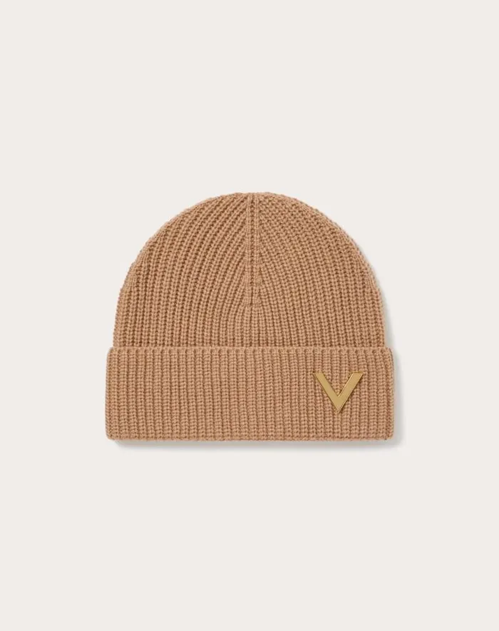 Valentino Hats And Gloves Woman Valentino Cashmere Beanie For Woman In Camel Camel Valentino Hats And Gloves Woman Valentino Cashmere Beanie For Woman In Camel Camel
