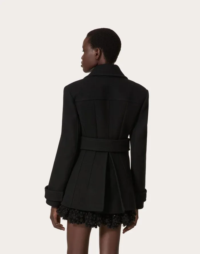 Valentino Jackets And Blazers Woman Compact Coat Pea Coat For Woman In Black Black Valentino Jackets And Blazers Woman Compact Coat Pea Coat For Woman In Black Black