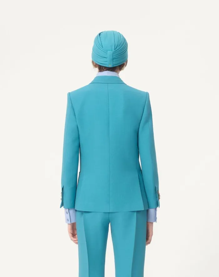 Valentino Jackets And Blazers Woman Crepe Couture Blazer For Woman In Celestial Blue Celestial Blue