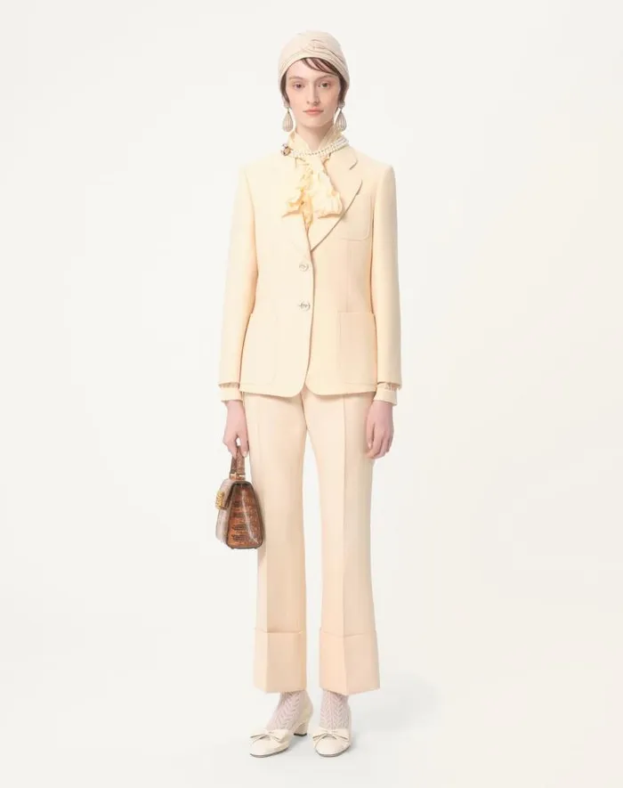 Valentino Jackets And Blazers Woman Crepe Couture Blazer For Woman In Celestial Blue Celestial Blue