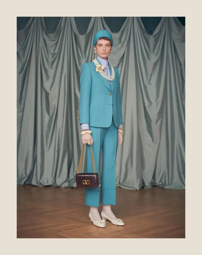 Valentino Jackets And Blazers Woman Crepe Couture Blazer For Woman In Celestial Blue Celestial Blue