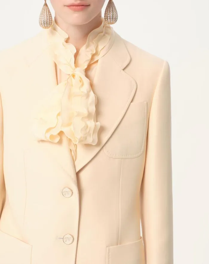 Valentino Jackets And Blazers Woman Crepe Couture Blazer For Woman In Celestial Blue Celestial Blue