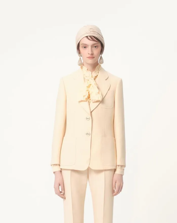 Valentino Jackets And Blazers Woman Crepe Couture Blazer For Woman In Celestial Blue Celestial Blue
