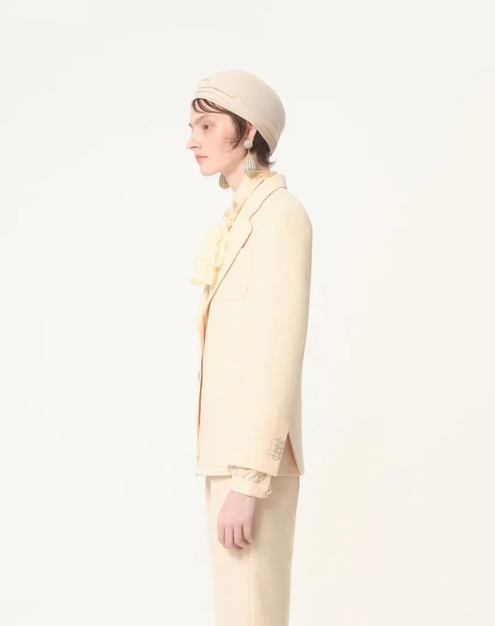 Valentino Jackets And Blazers Woman Crepe Couture Blazer For Woman In Celestial Blue Celestial Blue