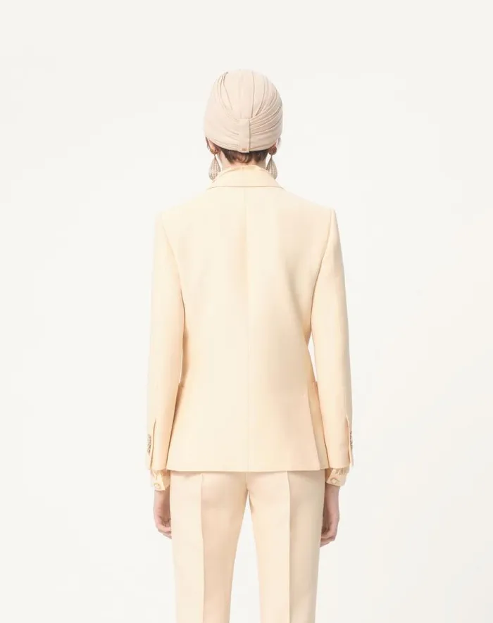 Valentino Jackets And Blazers Woman Crepe Couture Blazer For Woman In Celestial Blue Celestial Blue