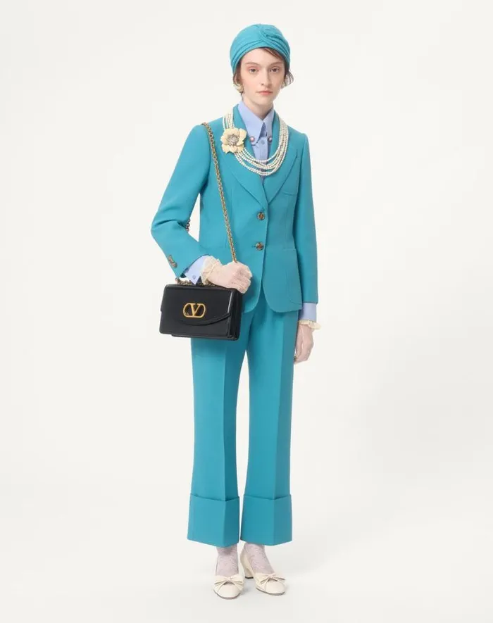 Valentino Jackets And Blazers Woman Crepe Couture Blazer For Woman In Celestial Blue Celestial Blue