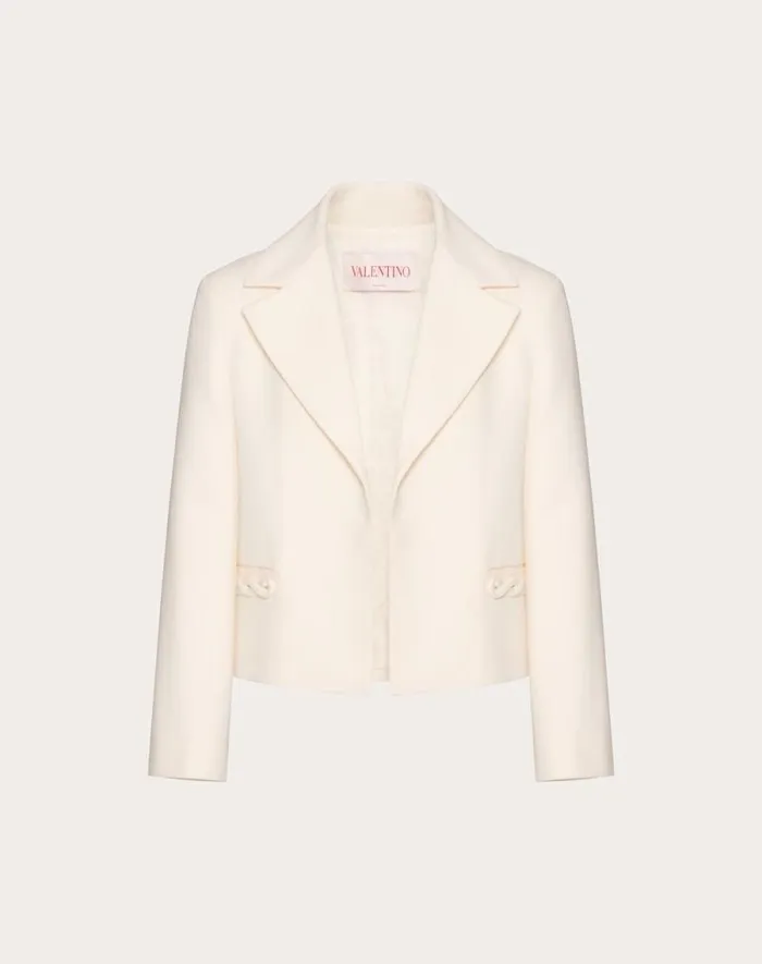 Valentino Jackets And Blazers Woman Crepe Couture Jacket For Woman In Ivory Ivory Valentino Jackets And Blazers Woman Crepe Couture Jacket For Woman In Ivory Ivory