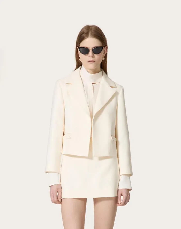 Valentino Jackets And Blazers Woman Crepe Couture Jacket For Woman In Ivory Ivory Valentino Jackets And Blazers Woman Crepe Couture Jacket For Woman In Ivory Ivory