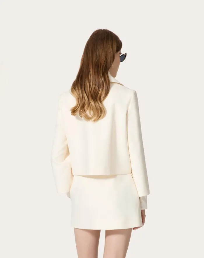 Valentino Jackets And Blazers Woman Crepe Couture Jacket For Woman In Ivory Ivory Valentino Jackets And Blazers Woman Crepe Couture Jacket For Woman In Ivory Ivory