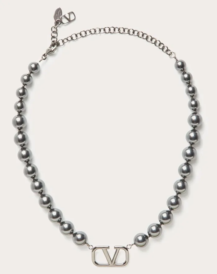 Valentino Jewelry Man Vlogo Signature Metal Choker With Swarovski Pearls For Man In Ruthenium Ruthenium Valentino Jewelry Man Vlogo Signature Metal Choker With Swarovski Pearls For Man In Ruthenium Ruthenium