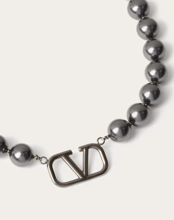 Valentino Jewelry Man Vlogo Signature Metal Choker With Swarovski Pearls For Man In Ruthenium Ruthenium Valentino Jewelry Man Vlogo Signature Metal Choker With Swarovski Pearls For Man In Ruthenium Ruthenium