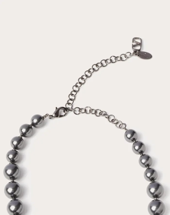 Valentino Jewelry Man Vlogo Signature Metal Choker With Swarovski Pearls For Man In Ruthenium Ruthenium Valentino Jewelry Man Vlogo Signature Metal Choker With Swarovski Pearls For Man In Ruthenium Ruthenium