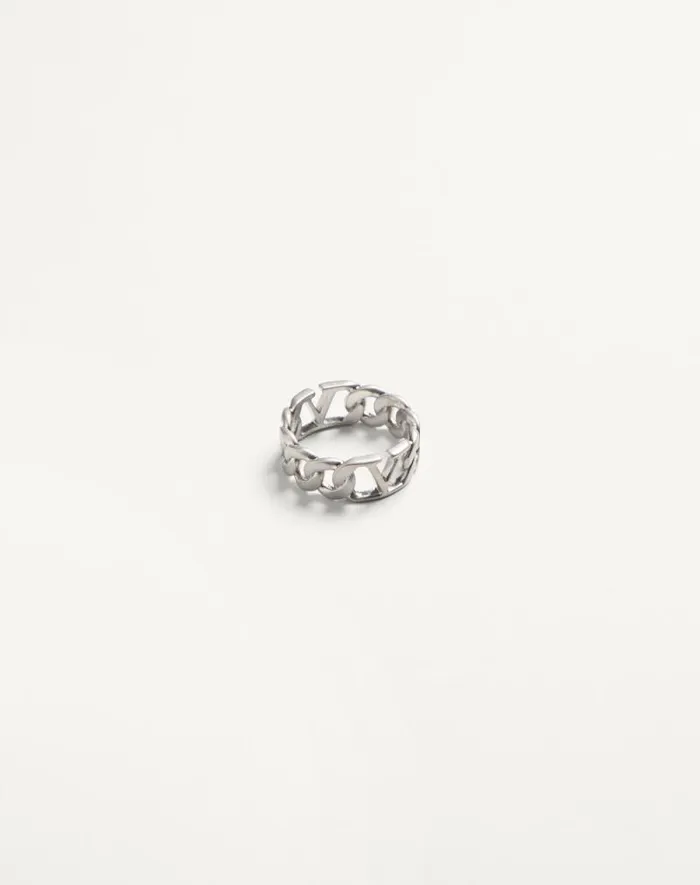 Valentino Jewelry Man Vlogo Signature Metal Ring For Man In Palladium Palladium