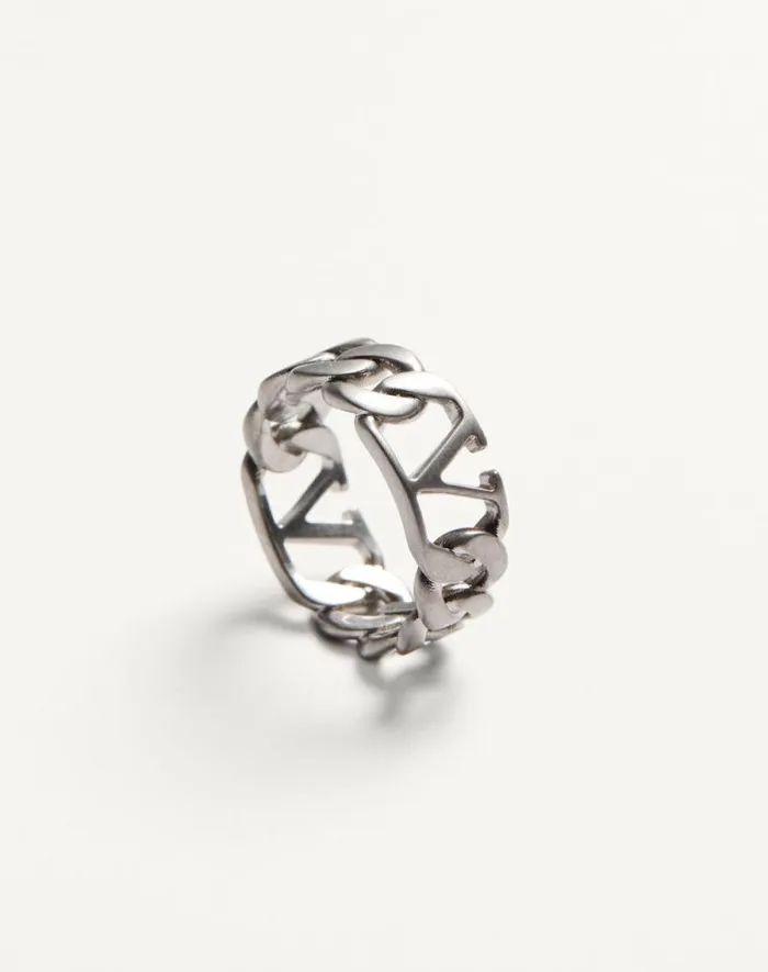 Valentino Jewelry Man Vlogo Signature Metal Ring For Man In Palladium Palladium