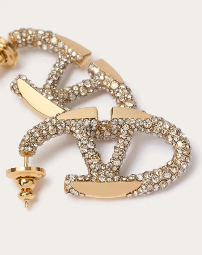 Valentino Jewelry Woman The Bold Edition Vlogo Metal And Swarovski Crystal Earrings For Woman In Palladiumcrystal Palladiumcrystal Valentino Jewelry Woman The Bold Edition Vlogo Metal And Swarovski Crystal Earrings For Woman In Palladiumcrystal Palladiumcrystal