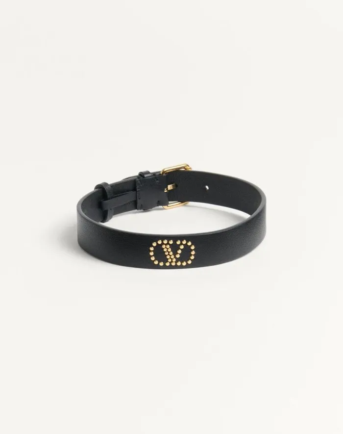 Valentino Jewelry Woman Valentino Garavani Vlogo Signature Leather And Metal Choker For Woman In Black Black