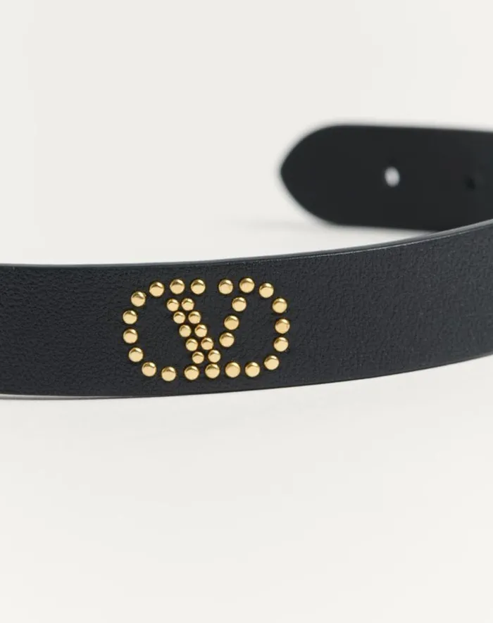 Valentino Jewelry Woman Valentino Garavani Vlogo Signature Leather And Metal Choker For Woman In Black Black