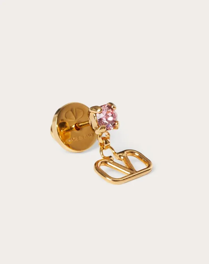 Valentino Jewelry Woman Vlogo Signature Earrings In Metal And Swarovski Crystals For Woman In Gold Gold