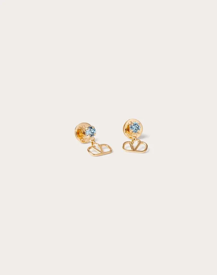 Valentino Jewelry Woman Vlogo Signature Earrings In Metal And Swarovski Crystals For Woman In Gold Gold