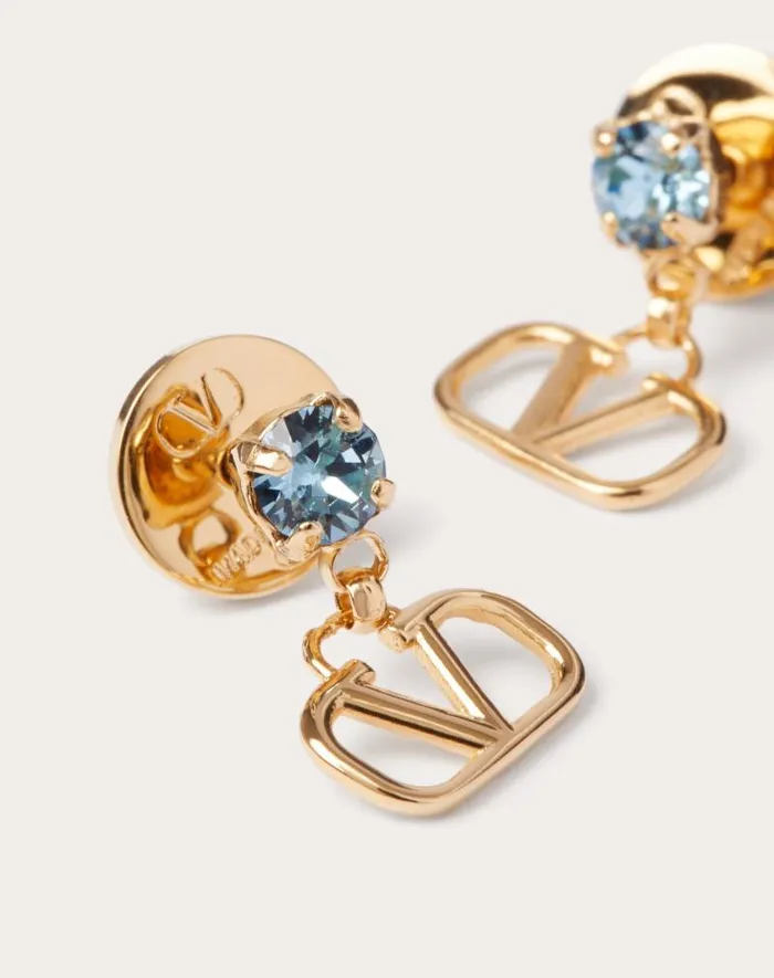 Valentino Jewelry Woman Vlogo Signature Earrings In Metal And Swarovski Crystals For Woman In Gold Gold