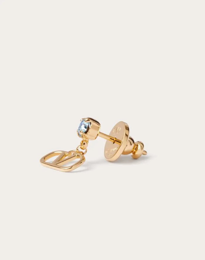 Valentino Jewelry Woman Vlogo Signature Earrings In Metal And Swarovski Crystals For Woman In Gold Gold
