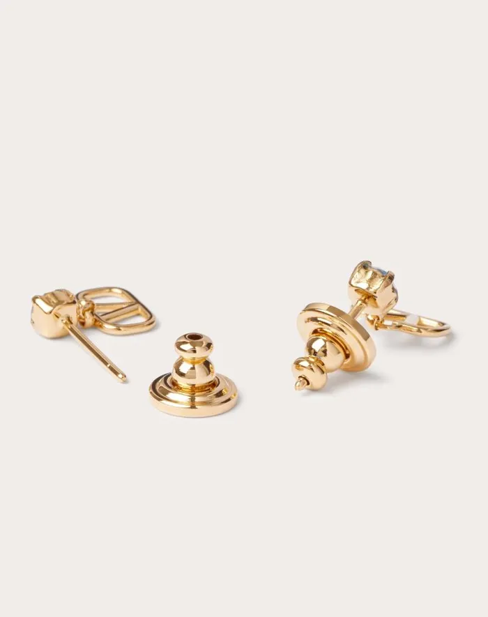 Valentino Jewelry Woman Vlogo Signature Earrings In Metal And Swarovski Crystals For Woman In Gold Gold