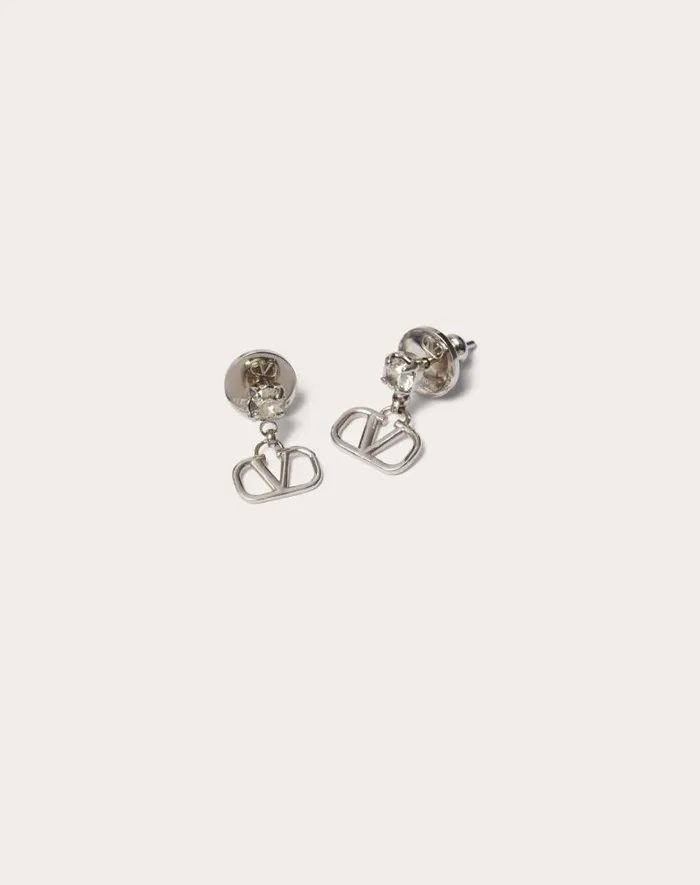 Valentino Jewelry Woman Vlogo Signature Earrings In Metal And Swarovski Crystals For Woman In Gold Gold