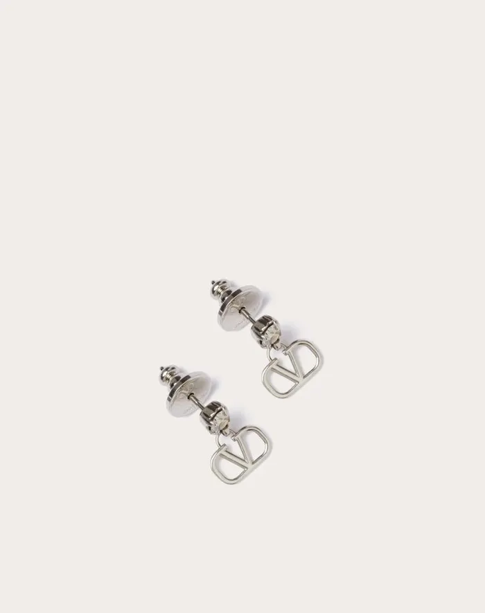 Valentino Jewelry Woman Vlogo Signature Earrings In Metal And Swarovski Crystals For Woman In Gold Gold