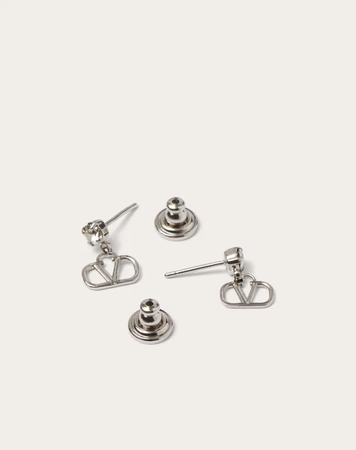 Valentino Jewelry Woman Vlogo Signature Earrings In Metal And Swarovski Crystals For Woman In Gold Gold