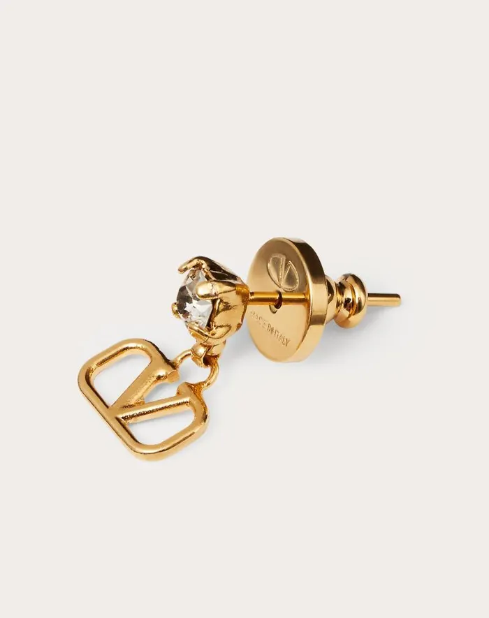 Valentino Jewelry Woman Vlogo Signature Earrings In Metal And Swarovski Crystals For Woman In Gold Gold