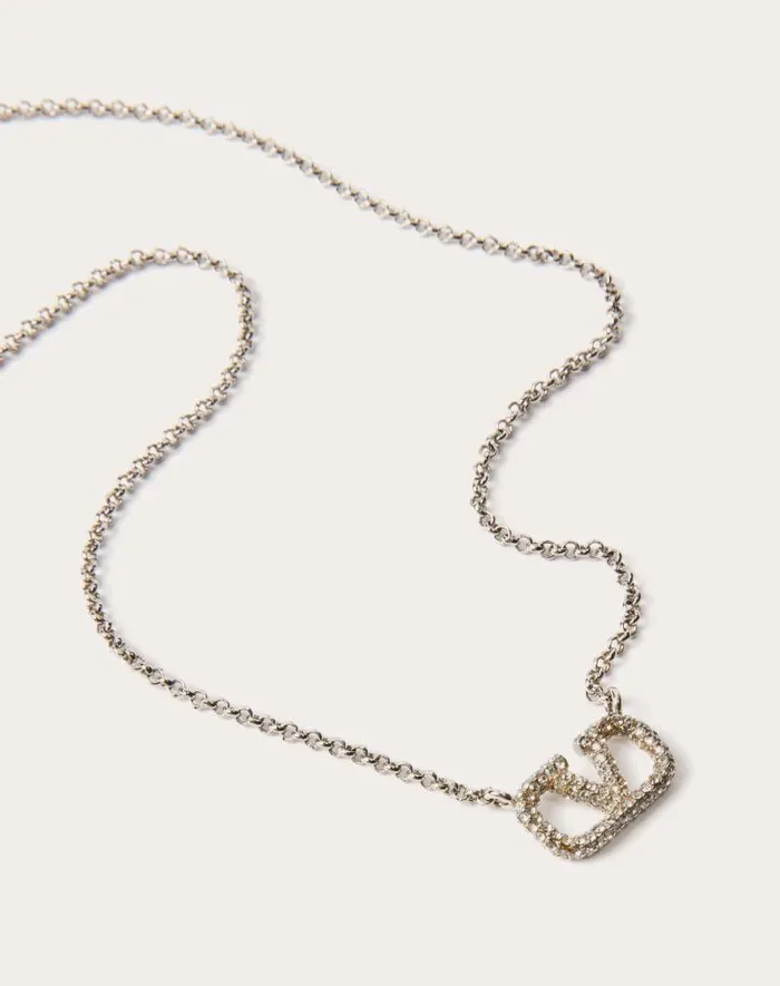 Valentino Jewelry Woman Vlogo Signature Metal And Swarovski Crystal Necklace For Woman In Palladium Palladium Valentino Jewelry Woman Vlogo Signature Metal And Swarovski Crystal Necklace For Woman In Palladium Palladium