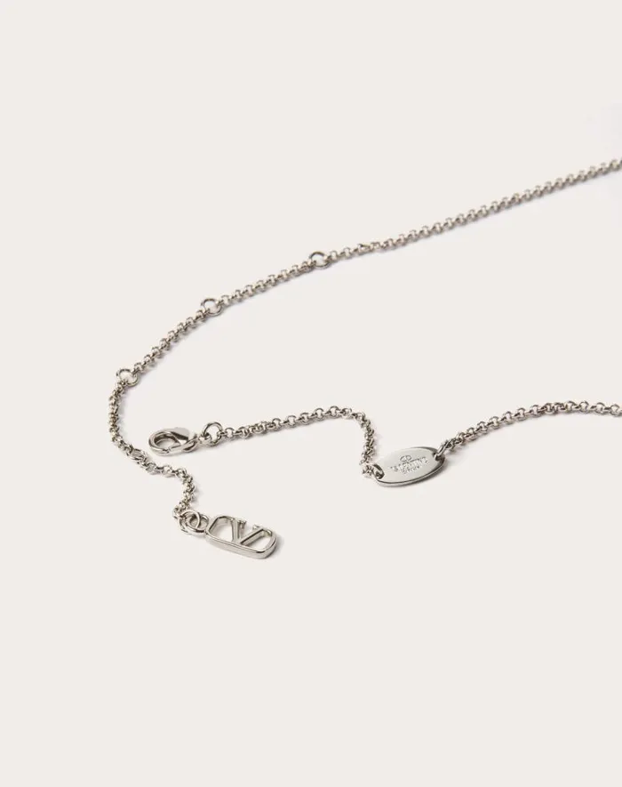 Valentino Jewelry Woman Vlogo Signature Metal And Swarovski Crystal Necklace For Woman In Palladium Palladium Valentino Jewelry Woman Vlogo Signature Metal And Swarovski Crystal Necklace For Woman In Palladium Palladium