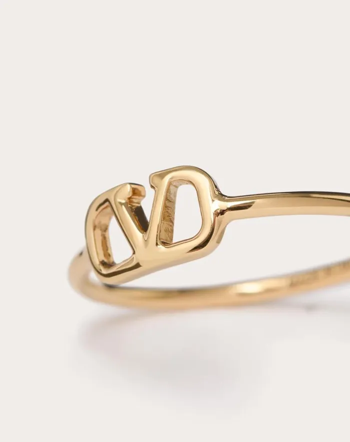 Valentino Jewelry Woman Vlogo Signature Metal Ring For Woman In Gold Gold Valentino Jewelry Woman Vlogo Signature Metal Ring For Woman In Gold Gold