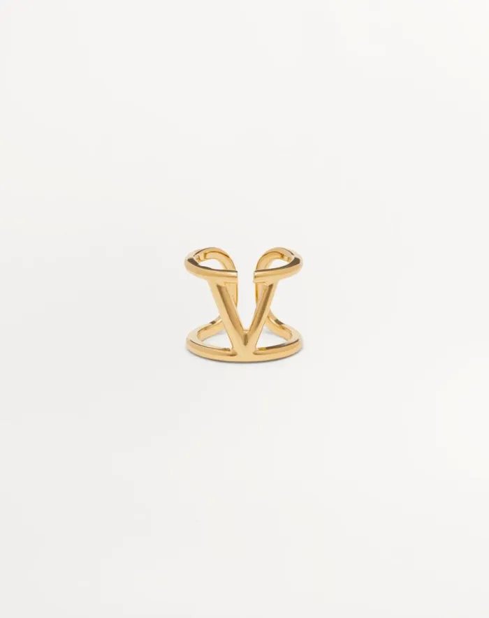 Valentino Jewelry Woman Vlogo Signature Metal Ring For Woman In Gold Gold Valentino Jewelry Woman Vlogo Signature Metal Ring For Woman In Gold Gold