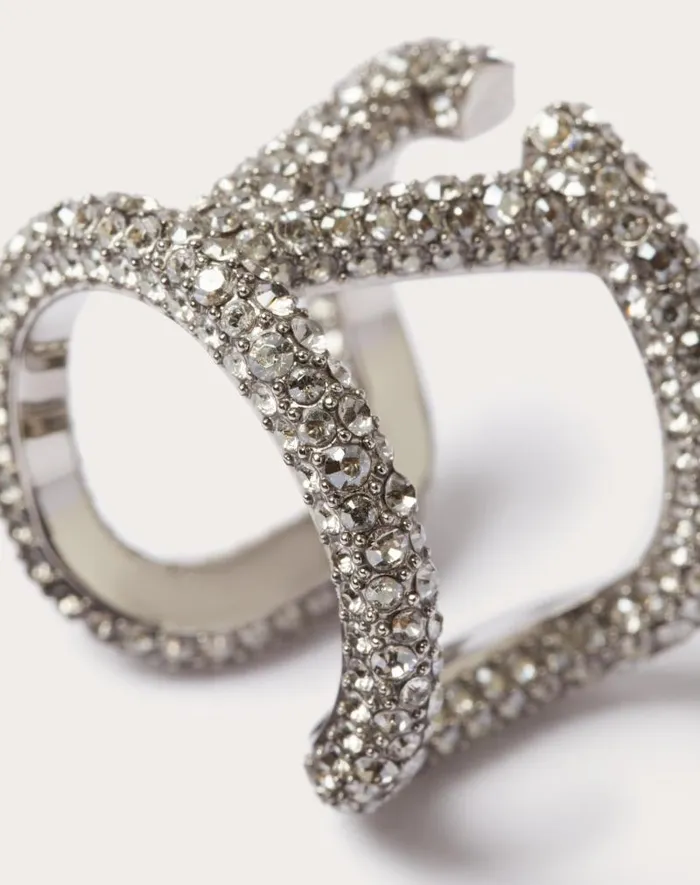 Valentino Jewelry Woman Vlogo Signature Ring In Metal And Swarovski Crystals For Woman In Goldcrystal Goldcrystal Valentino Jewelry Woman Vlogo Signature Ring In Metal And Swarovski Crystals For Woman In Goldcrystal Goldcrystal