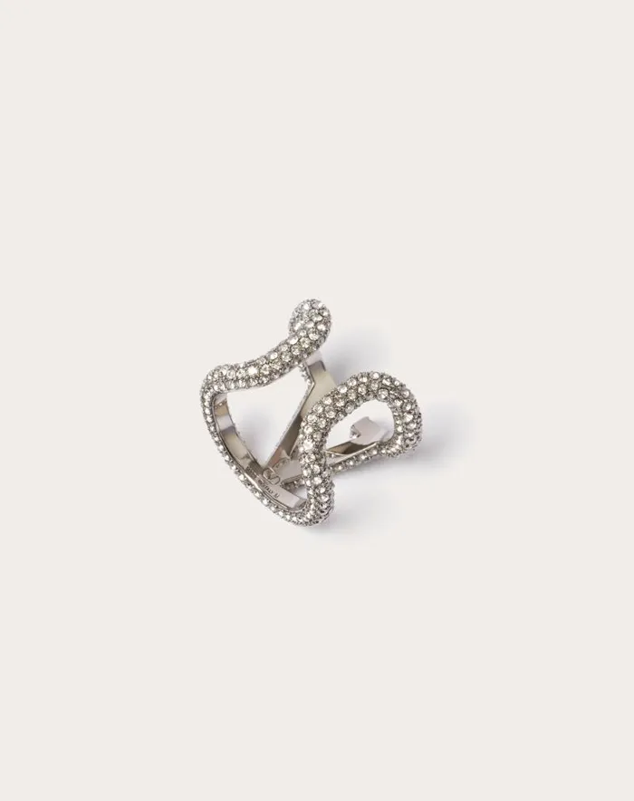 Valentino Jewelry Woman Vlogo Signature Ring In Metal And Swarovski Crystals For Woman In Goldcrystal Goldcrystal Valentino Jewelry Woman Vlogo Signature Ring In Metal And Swarovski Crystals For Woman In Goldcrystal Goldcrystal