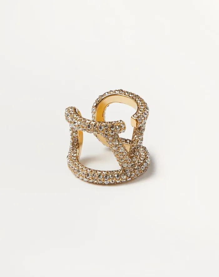 Valentino Jewelry Woman Vlogo Signature Ring In Metal And Swarovski Crystals For Woman In Goldcrystal Goldcrystal Valentino Jewelry Woman Vlogo Signature Ring In Metal And Swarovski Crystals For Woman In Goldcrystal Goldcrystal