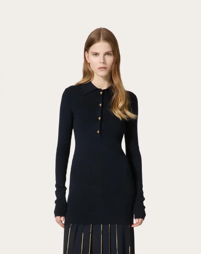 Valentino Knitwear Woman Silk Cashmere Sweater For Woman In Navy Navy Valentino Knitwear Woman Silk Cashmere Sweater For Woman In Navy Navy