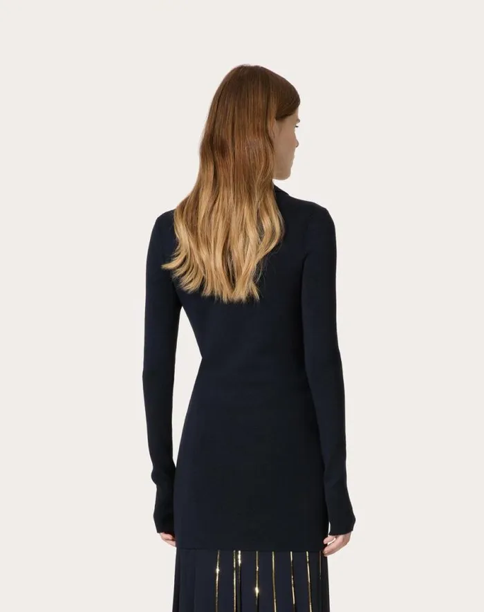 Valentino Knitwear Woman Silk Cashmere Sweater For Woman In Navy Navy Valentino Knitwear Woman Silk Cashmere Sweater For Woman In Navy Navy
