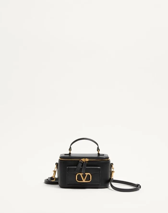 Valentino Mini Bags Woman Loc Mini Handbag In Calfskin For Woman In Black Black Valentino Mini Bags Woman Loc Mini Handbag In Calfskin For Woman In Black Black