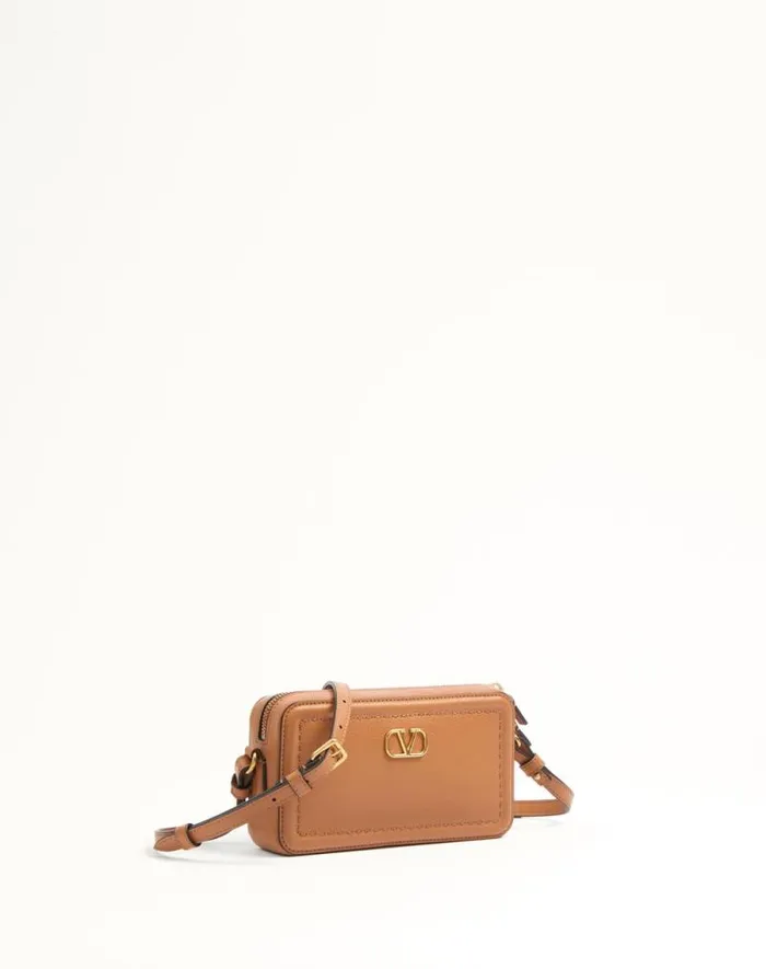 Valentino Mini Bags Woman Valentino Garavani Alltime Mini Shoulder Bag In Grainy Calfskin For Woman In Almond Almond Valentino Mini Bags Woman Valentino Garavani Alltime Mini Shoulder Bag In Grainy Calfskin For Woman In Almond Almond