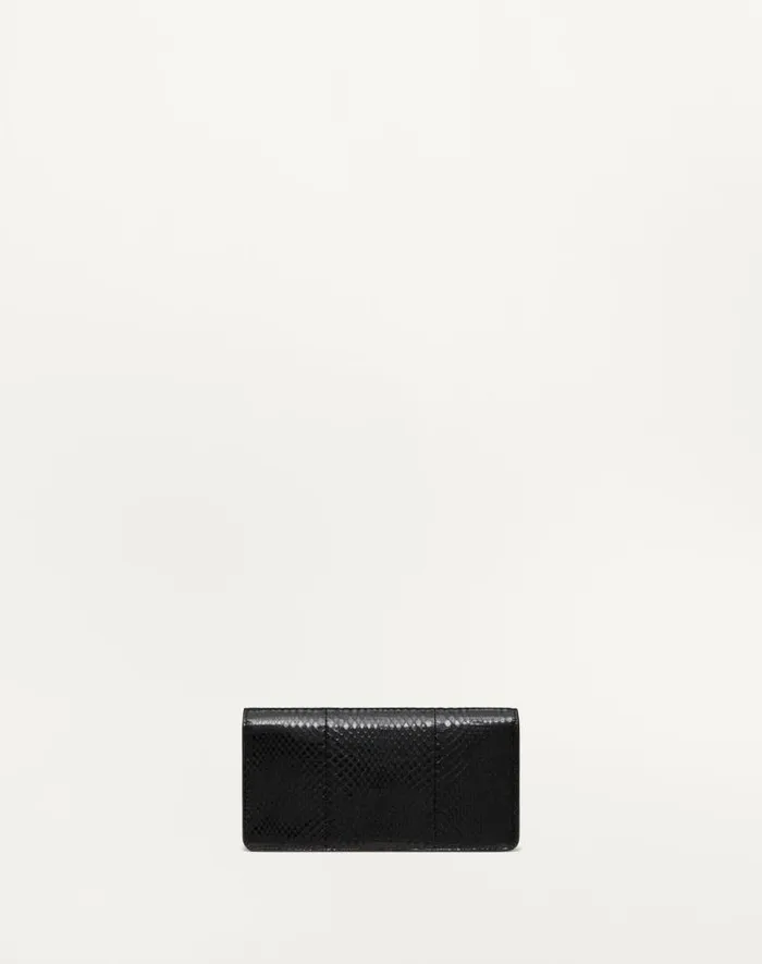 Valentino Mini Bags Woman Vlogo Signature Ayers Leather Wallet With Chain For Woman In Black Black