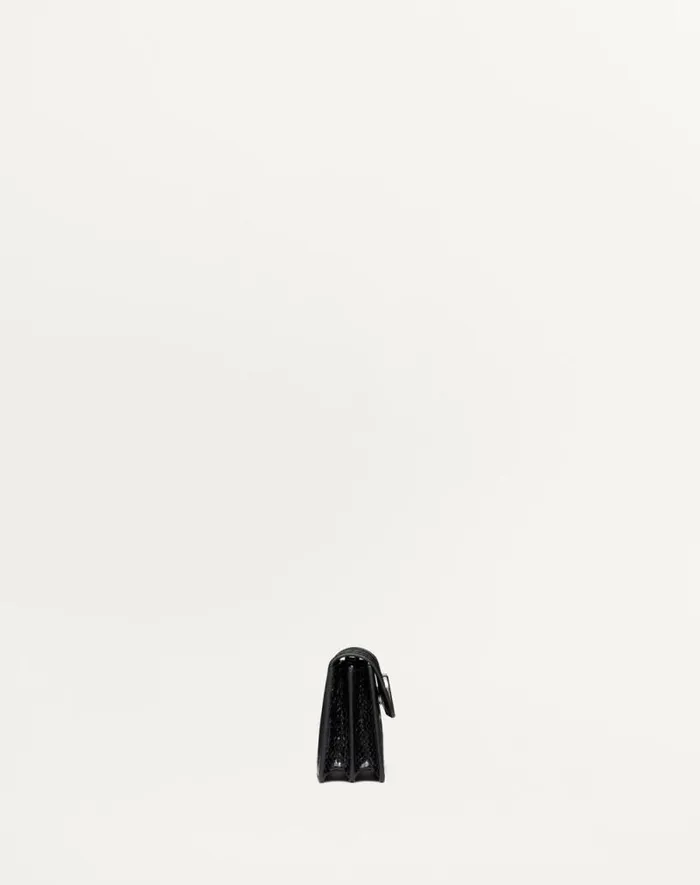 Valentino Mini Bags Woman Vlogo Signature Ayers Leather Wallet With Chain For Woman In Black Black