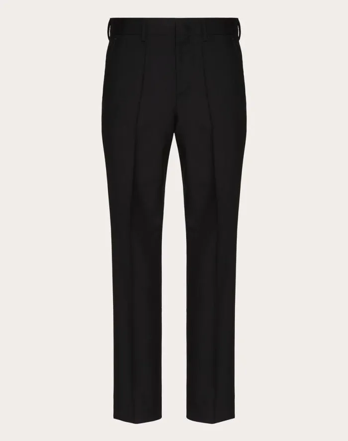 Valentino Pants And Shorts Man Mohair Wool Pants For Man In Dark Blue Dark Blue