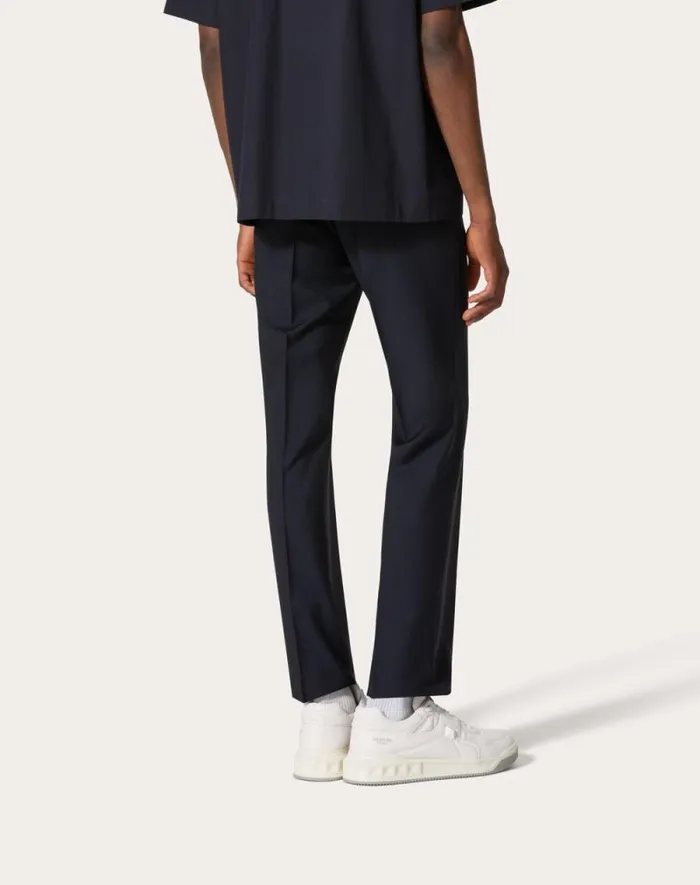 Valentino Pants And Shorts Man Mohair Wool Pants For Man In Dark Blue Dark Blue Valentino Pants And Shorts Man Mohair Wool Pants For Man In Dark Blue Dark Blue