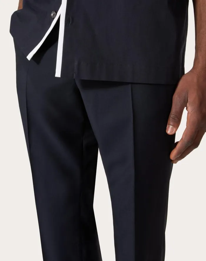 Valentino Pants And Shorts Man Mohair Wool Pants For Man In Dark Blue Dark Blue Valentino Pants And Shorts Man Mohair Wool Pants For Man In Dark Blue Dark Blue