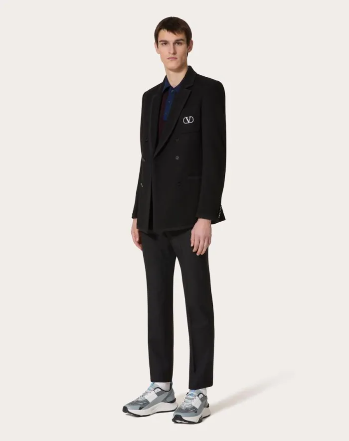 Valentino Pants And Shorts Man Mohair Wool Pants For Man In Dark Blue Dark Blue Valentino Pants And Shorts Man Mohair Wool Pants For Man In Dark Blue Dark Blue