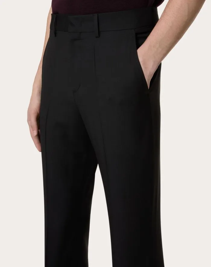 Valentino Pants And Shorts Man Mohair Wool Pants For Man In Dark Blue Dark Blue Valentino Pants And Shorts Man Mohair Wool Pants For Man In Dark Blue Dark Blue