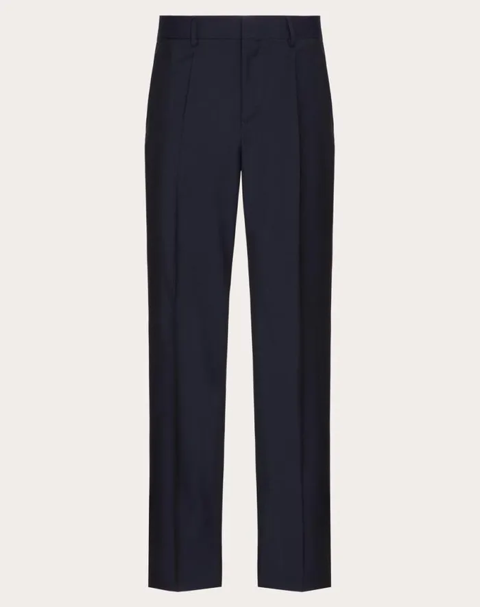 Valentino Pants And Shorts Man Mohair Wool Pants For Man In Dark Blue Dark Blue Valentino Pants And Shorts Man Mohair Wool Pants For Man In Dark Blue Dark Blue