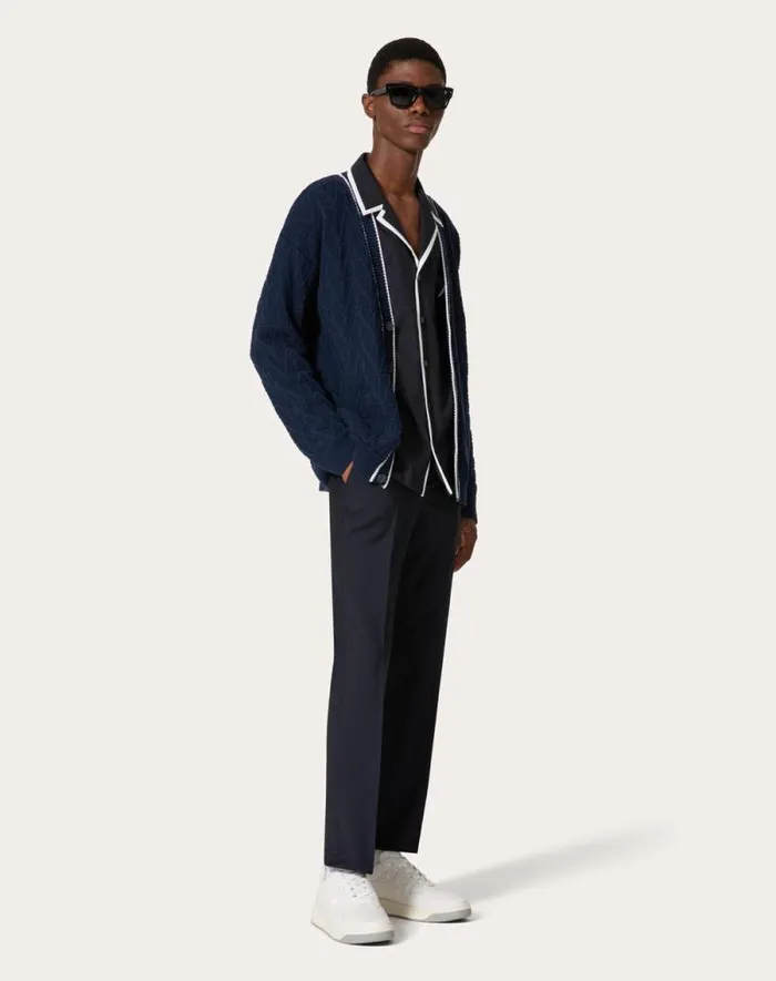 Valentino Pants And Shorts Man Mohair Wool Pants For Man In Dark Blue Dark Blue Valentino Pants And Shorts Man Mohair Wool Pants For Man In Dark Blue Dark Blue